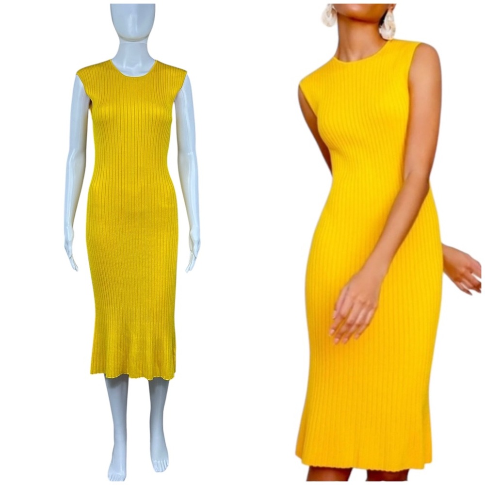 M.M.Lafleur The Dylan Ribbed Knit Midi Dress SMALL Stretch QuietLuxury Preppy